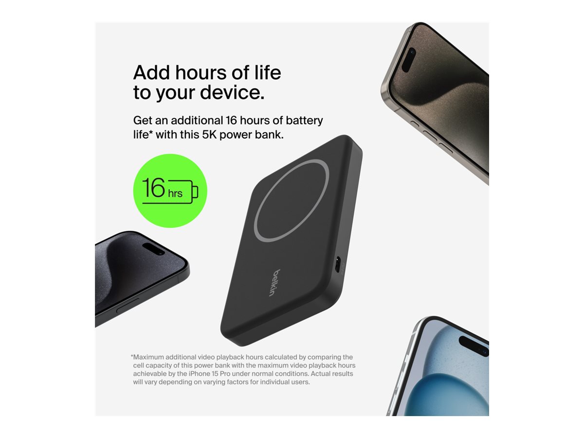 Belkin BoostCharge - Powerbank - 20000 mAh - 15 Watt - 3 Ausgabeanschlussstellen (2 x USB, 24 pin USB-C) - schwarz, Ansicht 5