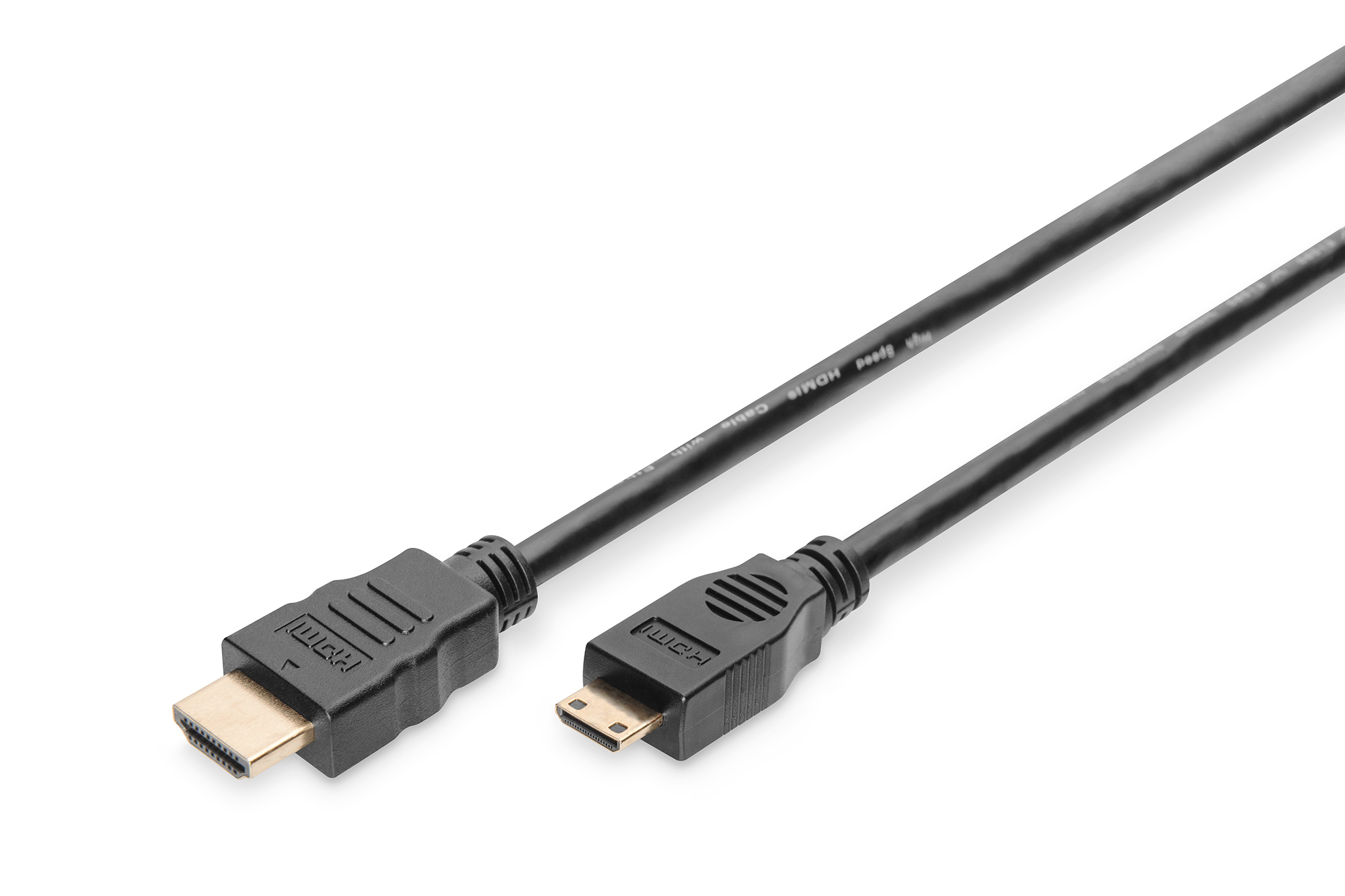 DIGITUS High Speed HDMI Anschlusskabel, 2 m, HDMI Type C (Mini), HDMI Type C (Mini), 1920 x 1200 Pixel, Schwarz