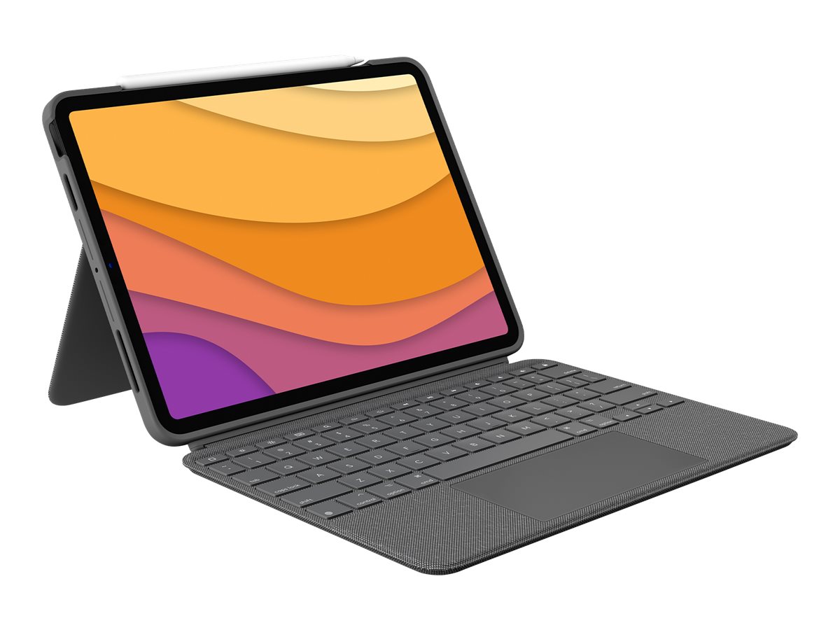 Logitech Combo Touch - Tastatur und Foliohülle - mit Trackpad - hintergrundbeleuchtet - Apple Smart connector - QWERTY - GB - Oxford Gray - für Apple 10.9-inch iPad Air (4. Generation 5. Generation)