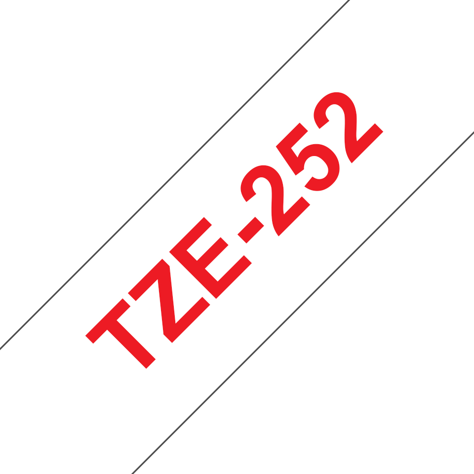 Brother TZe-252 - Standard-Klebstoff - Rot auf Weiß - Rolle (2,4 cm x 8 m), Ansicht 2