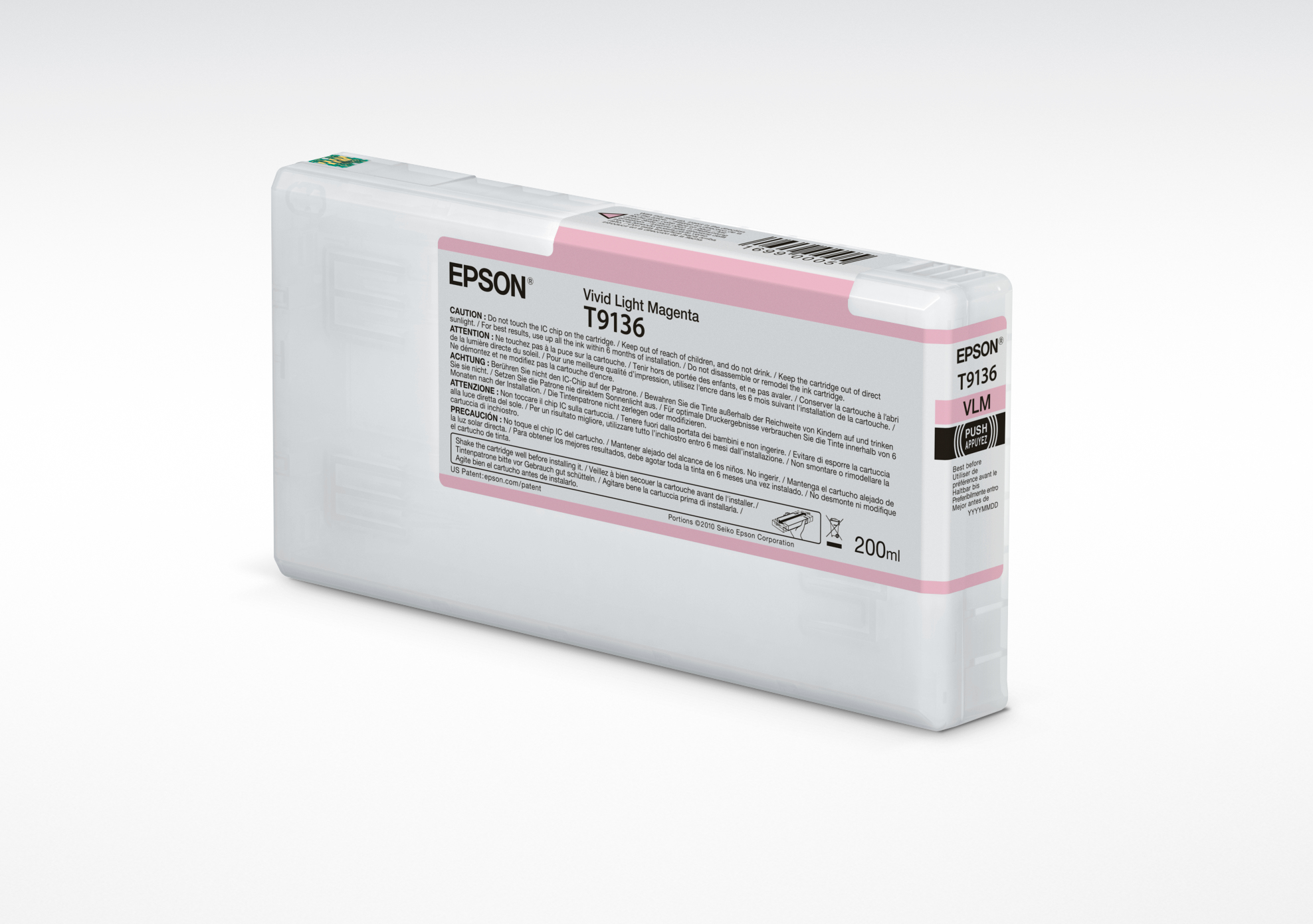 Epson T9136 Vivid Light Magenta Ink Cartridge (200ml), Standardertrag, Tinte auf Pigmentbasis, 200 ml, 1 Stück(e)