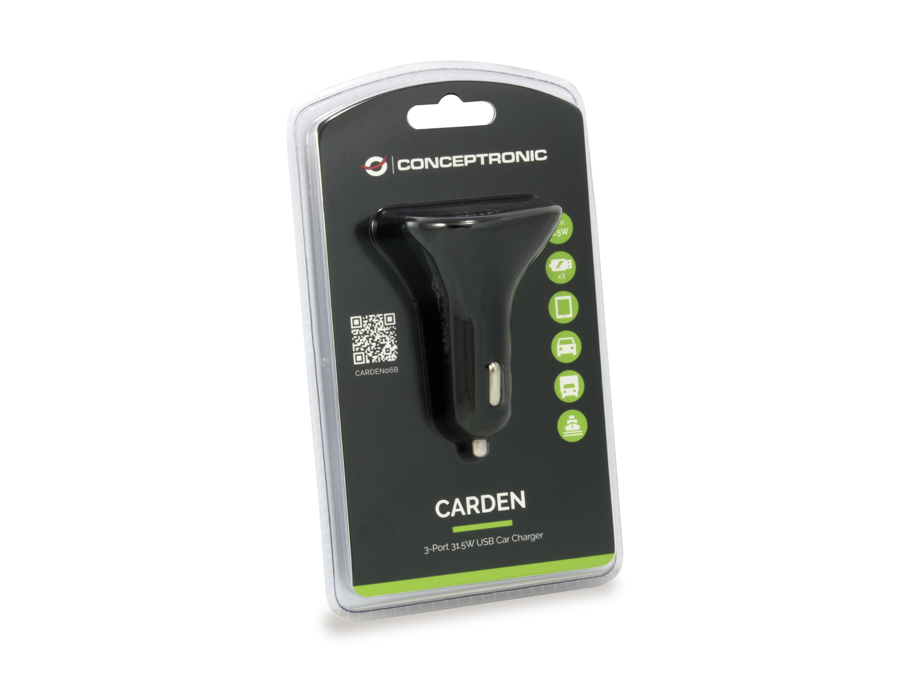 Conceptronic CARDEN - Auto-Netzteil - 31.5 Watt - 6.3 A - 3 Ausgabeanschlussstellen (USB), Ansicht 4