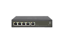 LevelOne Hilbert 5-Port Gigabit PoE Smart Lite Switch - 802.3ataf PoE - 4 PoE Ausgänge - 60W PoE-Leistungsbudget - Managed - L2 - Gigabit Ethernet (101001000) - Vollduplex - Power over Ethernet (PoE)