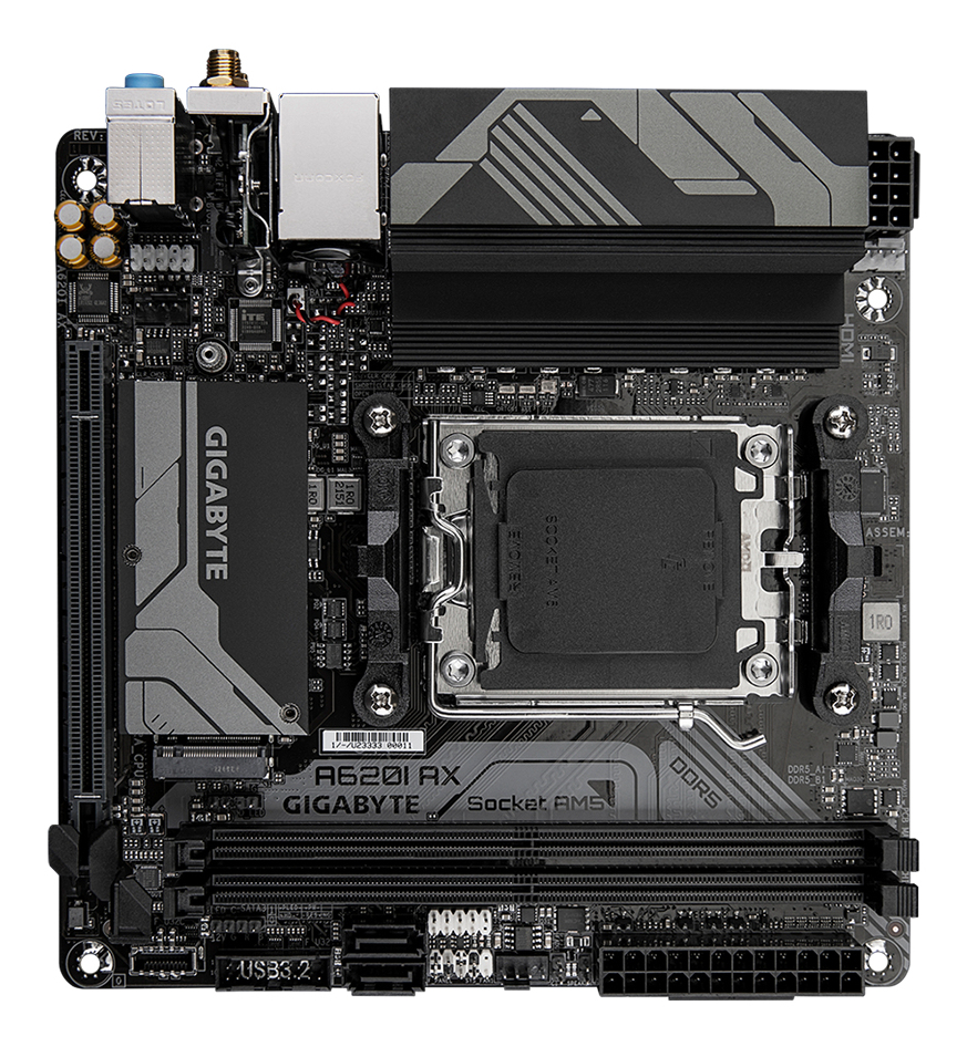 Gigabyte A620I AX AM5 2xDDR5 4xSATA 1xM.2 mATX MB - AMD Sockel AM5 (Ryzen Zen4), Ansicht 3