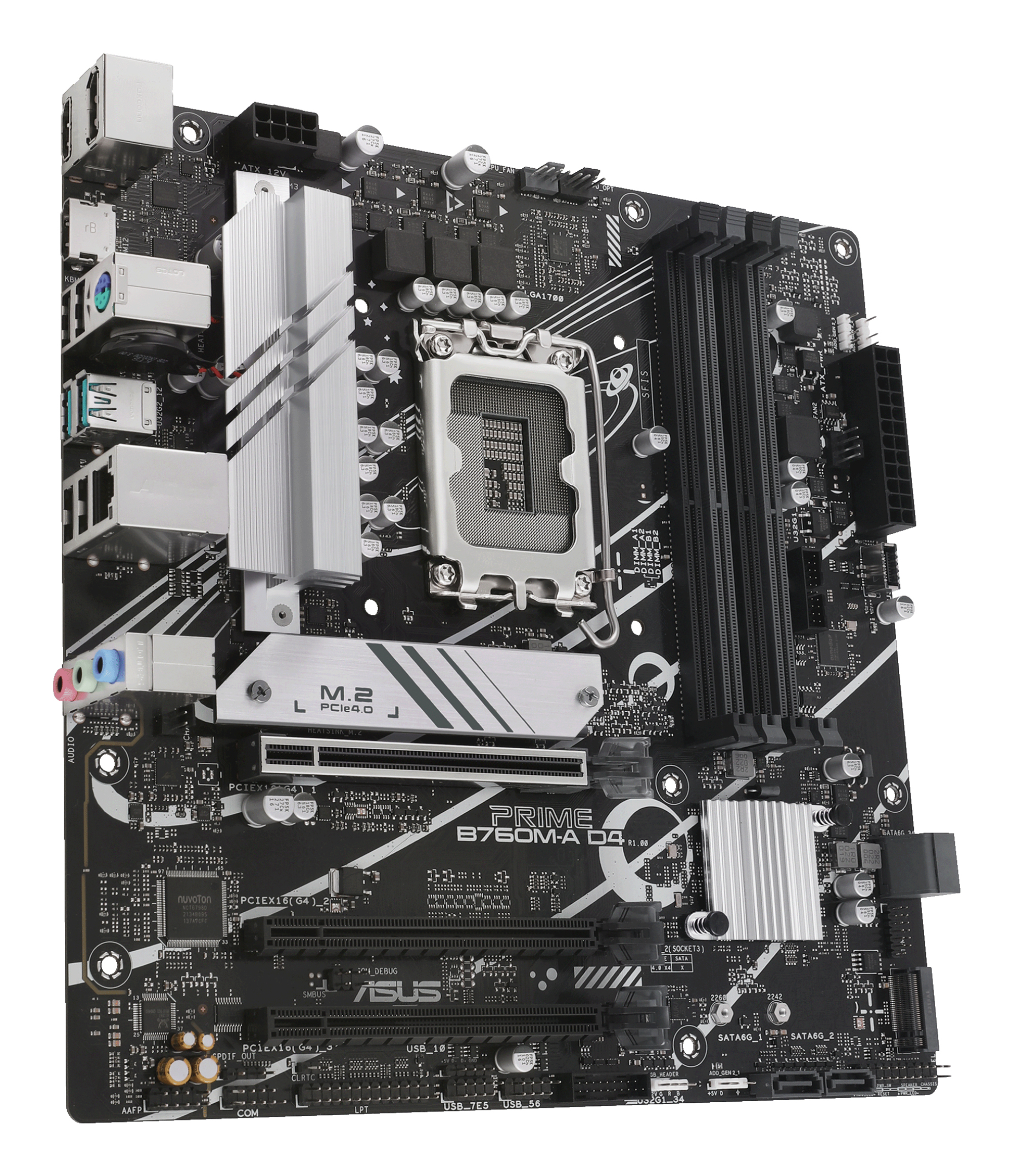 ASUS PRIME B760M-A D4-CSM - Motherboard - micro ATX - LGA1700-Sockel - B760 Chipsatz - USB 3.2 Gen 1, USB 3.2 Gen 2, Ansicht 4