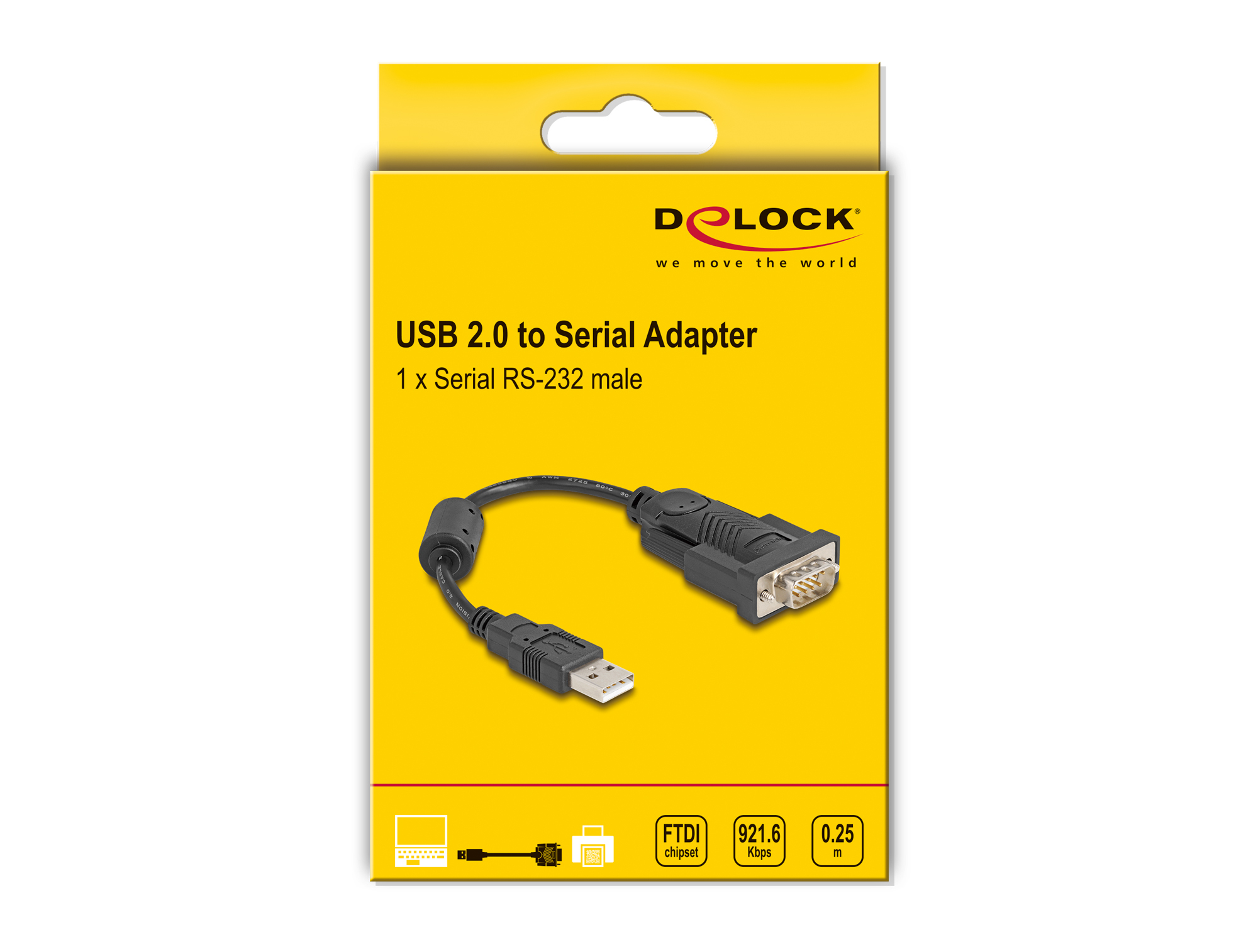 Delock 61549 - Schwarz - 0,25 m - USB Typ-A - RS-232 - Männlich - Männlich, Ansicht 2