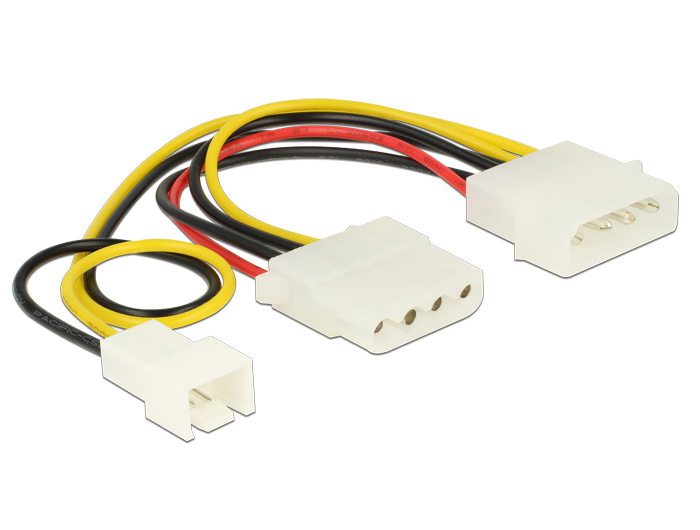 Delock 83658, 0,39 m, 3-polig, 2 x Molex (4-pin), Männlich, Weiblich, Gerade