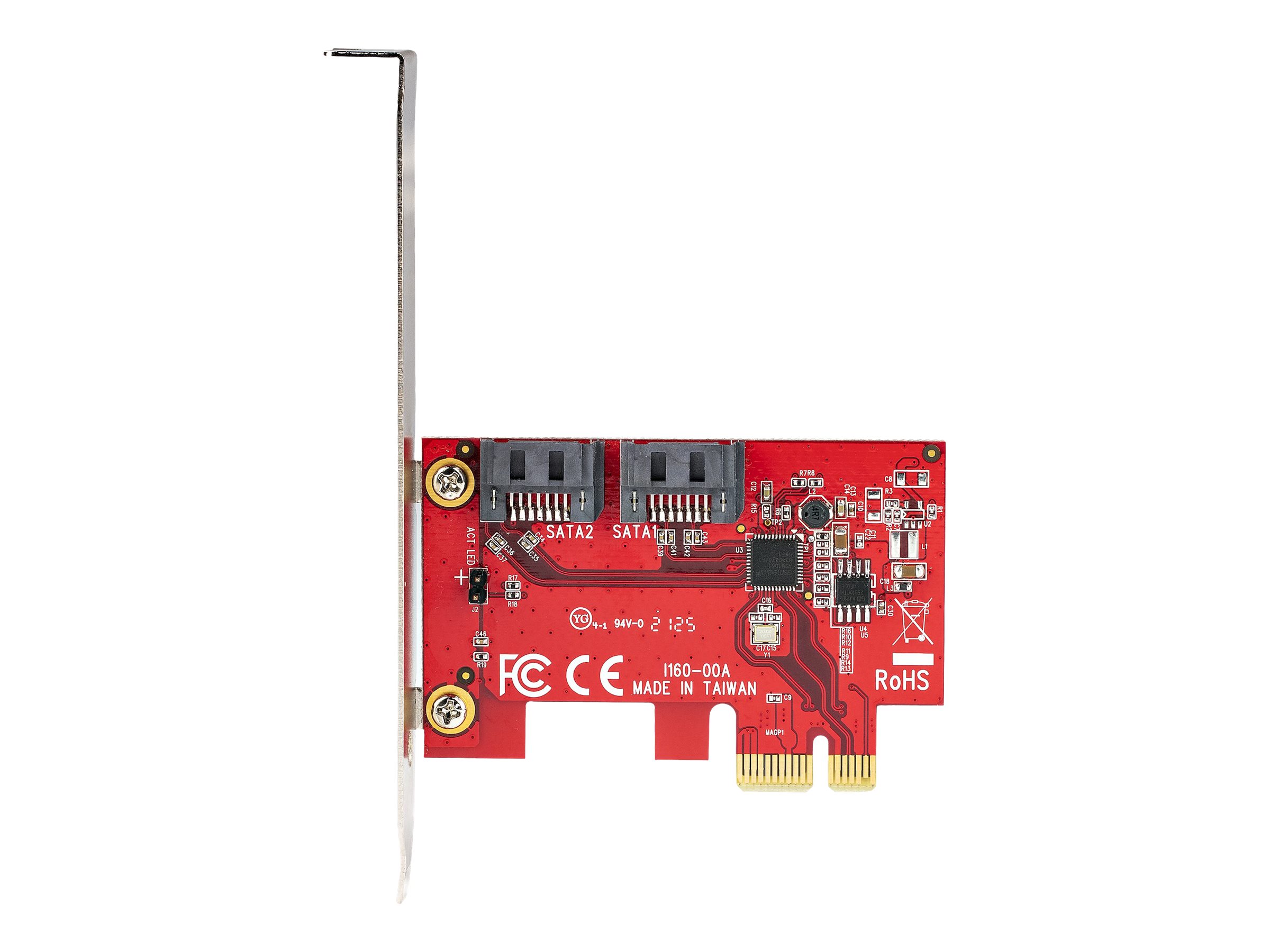 StarTech.com PCIe SATA Controller Karte - 2 Port SATA 3 Erweiterungskarte/Kontroller - 6Gbit/s - Voll/Halb Profil Blende - PCI Express Festplatten/SSD kontroller/Adapter (2P6G-PCIE-SATA-CARD)