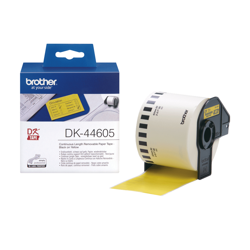 Brother DK44605 - Entfernbarer Klebstoff - Gelb - Rolle (6,2 cm x 30,5 m), Ansicht 2