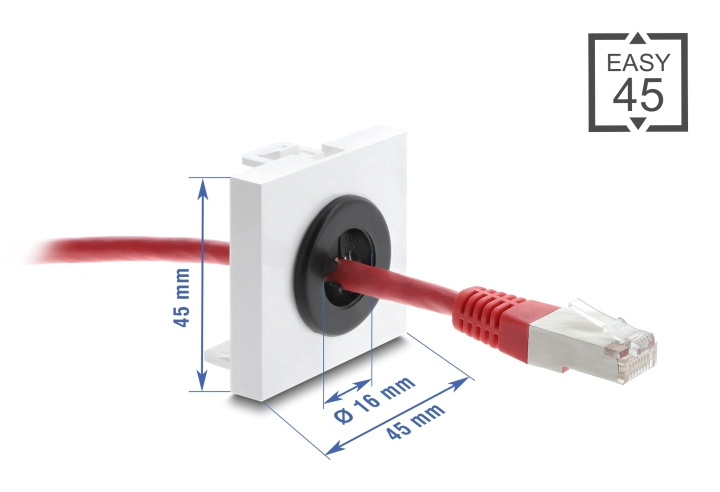 Delock Easy 45 - Einrastmodul - cable bushing, round, diameter 16 mm, Ansicht 2