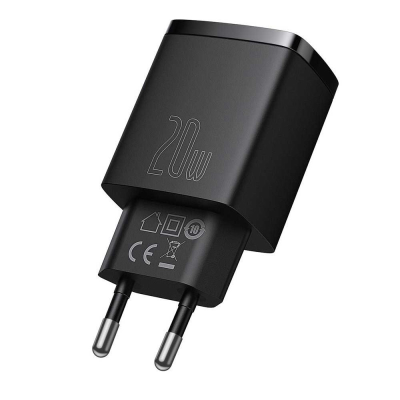 Baseus Compact Quick Adapter 20Watt USB-C+ USB-A sort, Ansicht 2