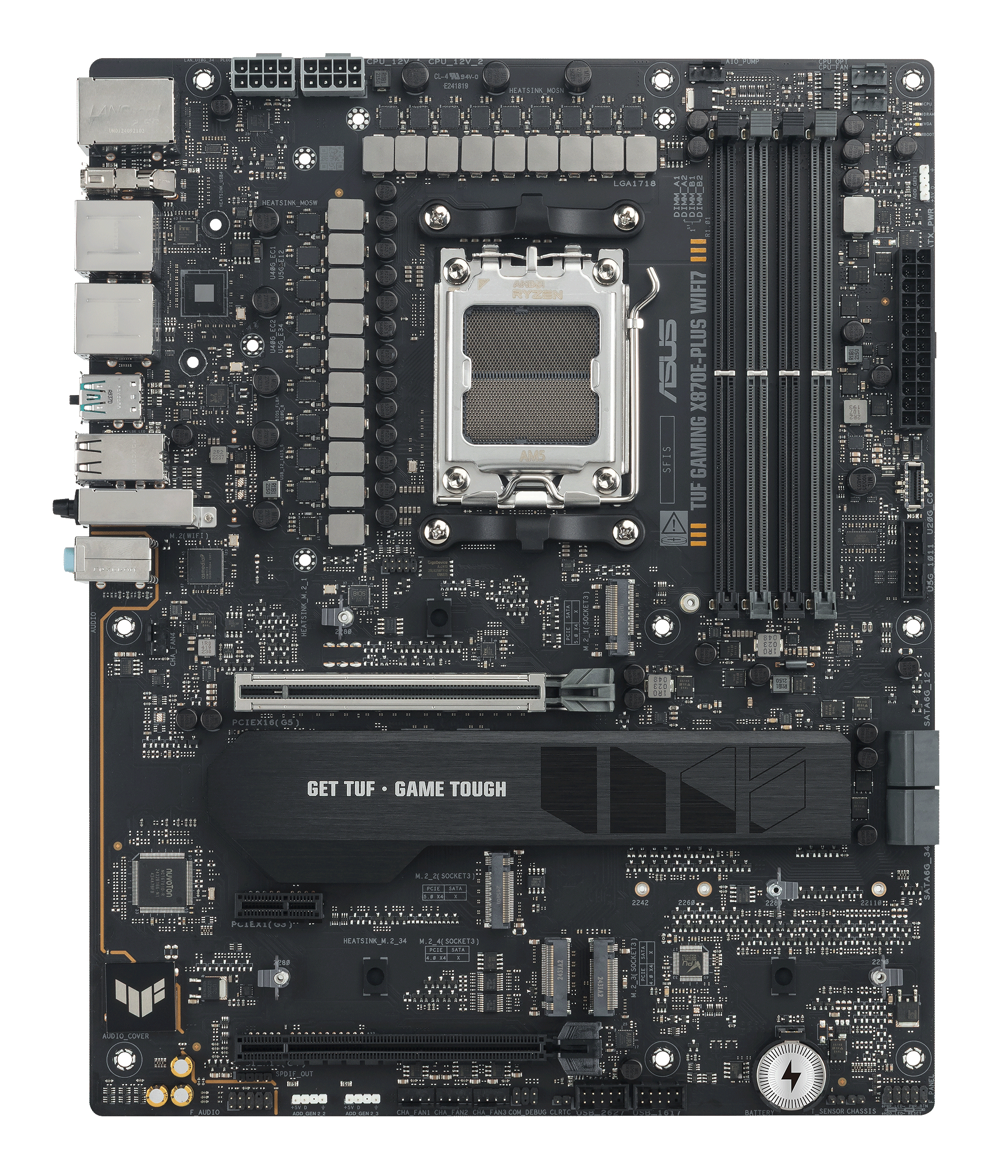 ASUS TUF GAMING X870E-PLUS WIFI7 - Motherboard - ATX - Socket AM5 - AMD X870E Chipsatz - 2.5 Gigabit LAN, Bluetooth, Ansicht 4