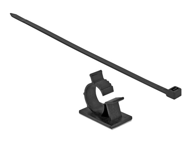 Delock - Kabelbinder-Kit - Tisch montierbar, geeignet für Wandmontage - 25 cm - Schwarz
