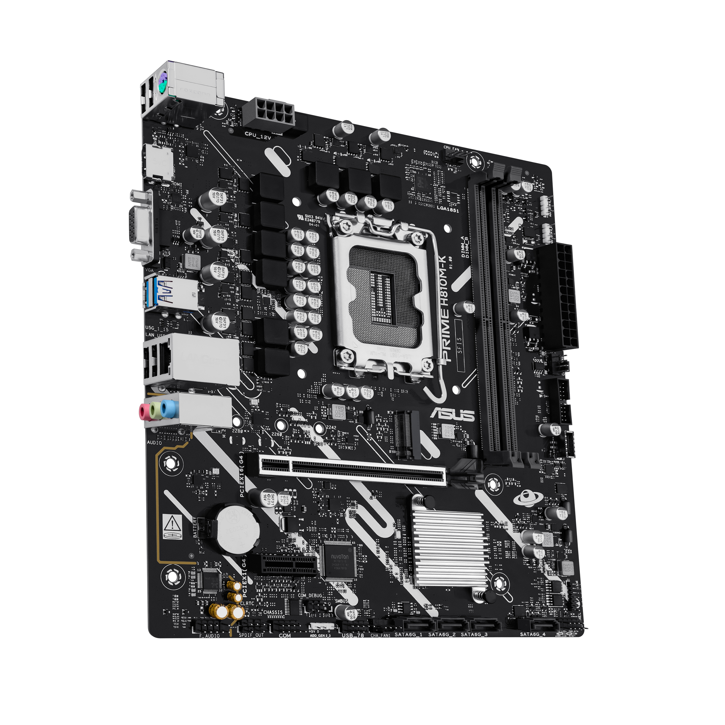 ASUS PRIME H810M-K-mATX Mainboard Sockel 1851 HDMI/VGA - Mainboard - Intel Sockel 1851 (Core Ultra 100&200), Ansicht 3