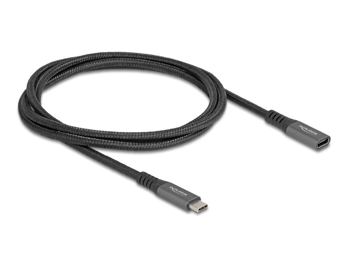 Delock USB 10 Gbps Verlängerungskabel Type-C Stecker zu Buchse PD 3.0 100 W 1 m grau, Ansicht 2