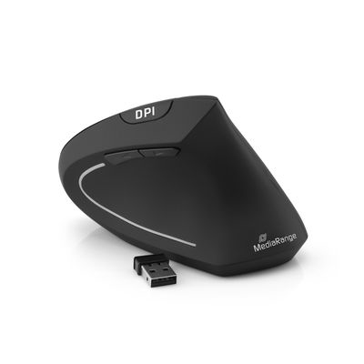 MEDIARANGE Vertikale Maus - ergonomisch - Für Rechtshänder - optisch - 6 Tasten - kabellos - 2.4 GHz, Ansicht 4