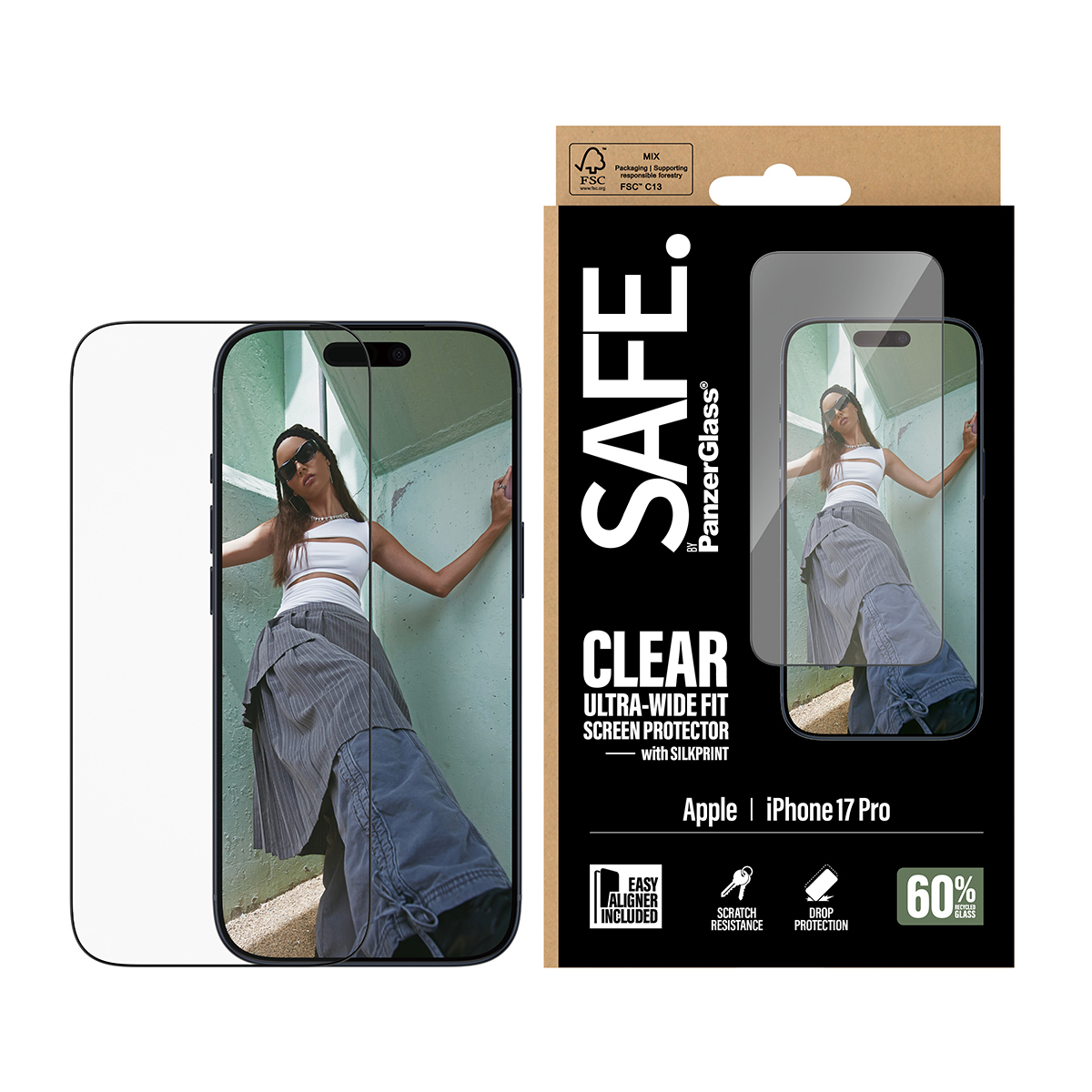 PanzerGlass SAFE. Screen Protector w. black Frame iPhone 17 Pro Ultra-Wide Fit, Ansicht 4