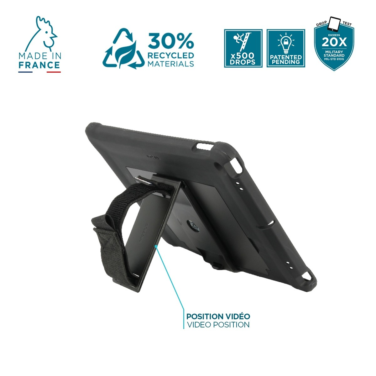 Mobilis PROTECH - Tablethülle - mit Ständer & Handschlaufe, verstärkt - Schwarz - für Apple 10.9-inch iPad (10. Gen), Ansicht 4