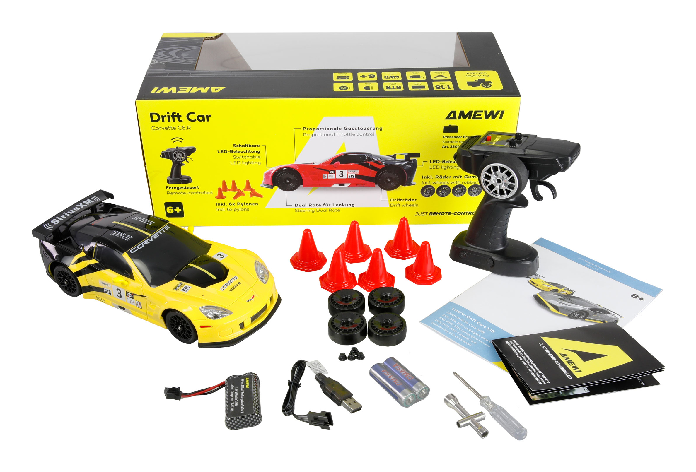 Amewi RC Drift Corvette gelb, Ansicht 3