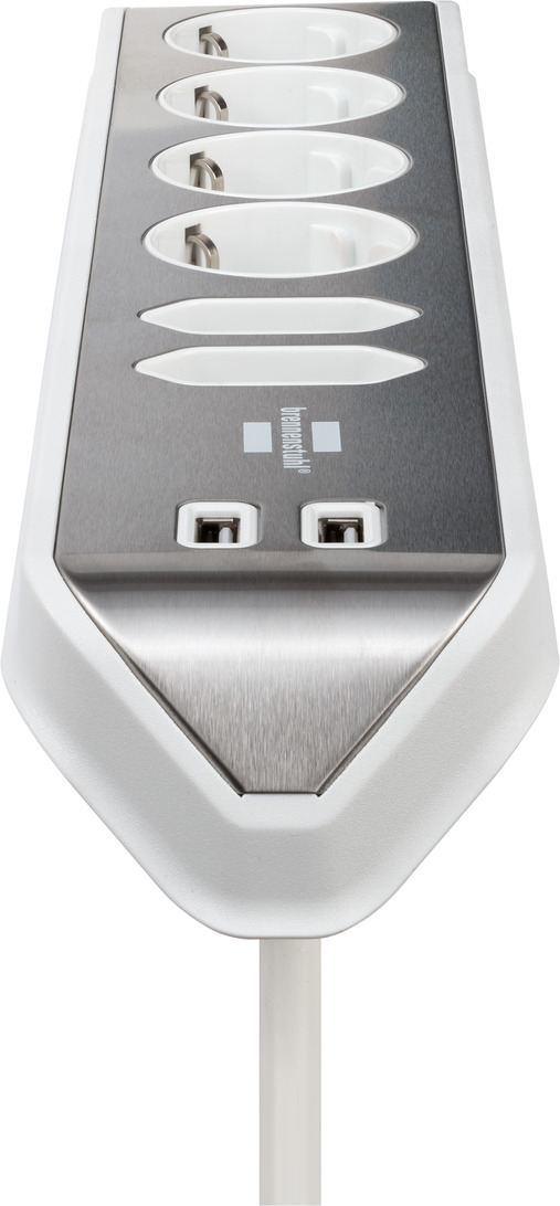 Brennenstuhl 1153590620 - 2 m - 6 AC-Ausgänge - Indoor - Abgewinkelt - IP20 - Silber - Weiß, Ansicht 3