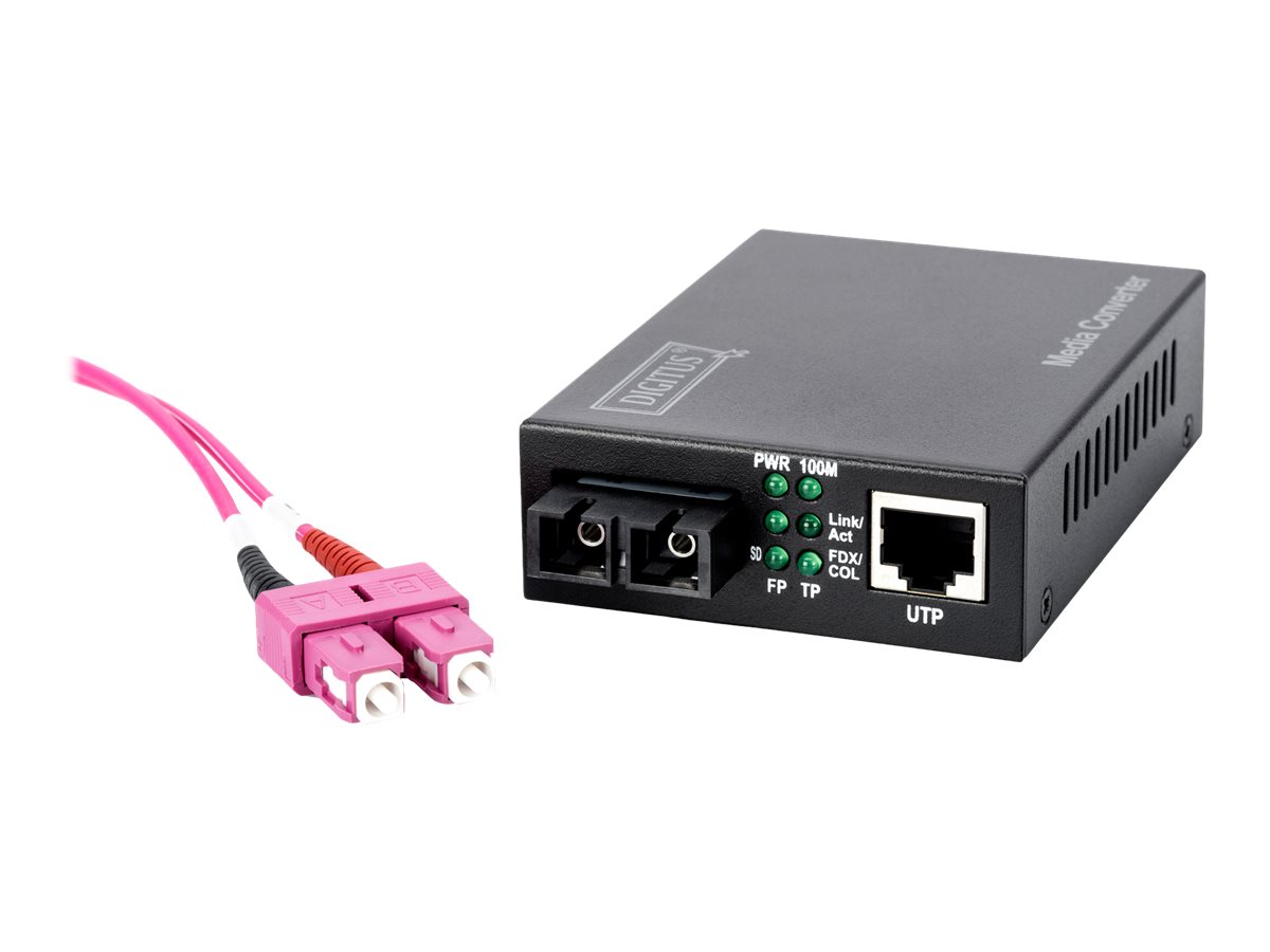 DIGITUS DN-82020-1 - Medienkonverter - 100Mb LAN - 10Base-T, 100Base-FX, 100Base-TX - RJ-45 / SC multi-mode - bis zu 2 km