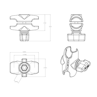 Ram Mounts RAM-B-201U-A - Schwarz - 61,4 mm - 92,2 g, Ansicht 4