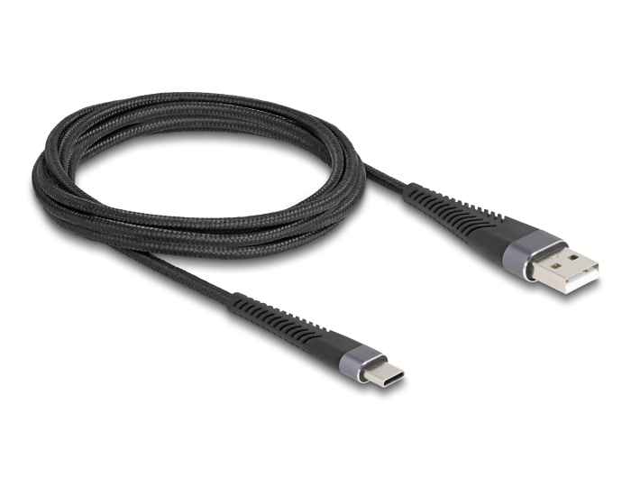 Delock USB 2.0 Kabel Typ-A Stecker zu Type-C mit verlängertem Knickschutz - 2 m - Kabel - Digital/Daten, Ansicht 3
