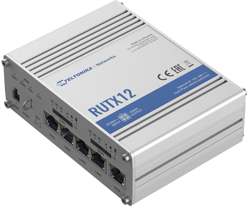 Teltonika RUTX12 - Wireless Router - WWAN - 5-Port-Switch, Ansicht 2