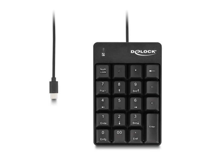 Delock USB Type-C Nummernblock 19 Tasten schwarz, Ansicht 3