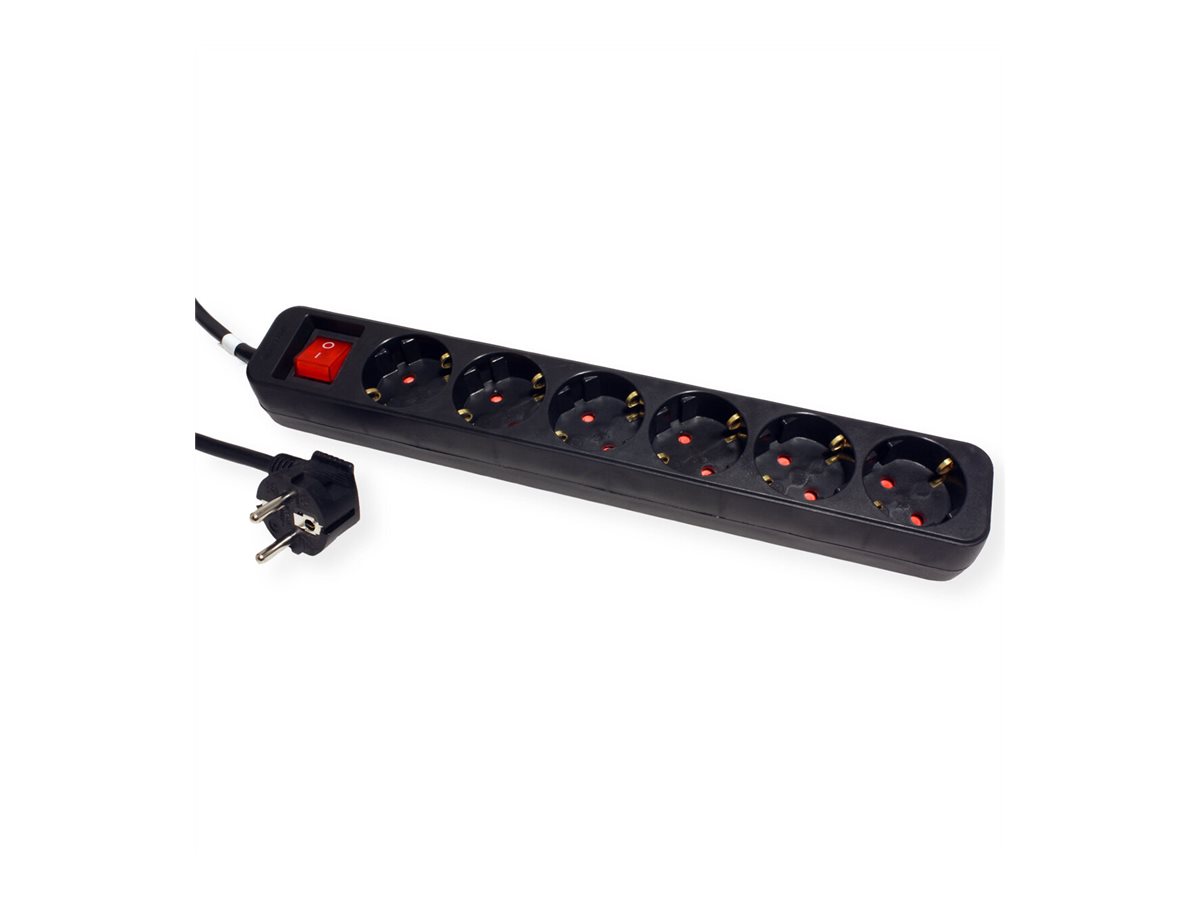 ROLINE Steckdosenleiste - Wechselstrom 250 V - 3600 Watt - Eingabe, Eingang CEE 7/4 - Ausgangsanschlüsse: 6 (3 x CEE 7/4)