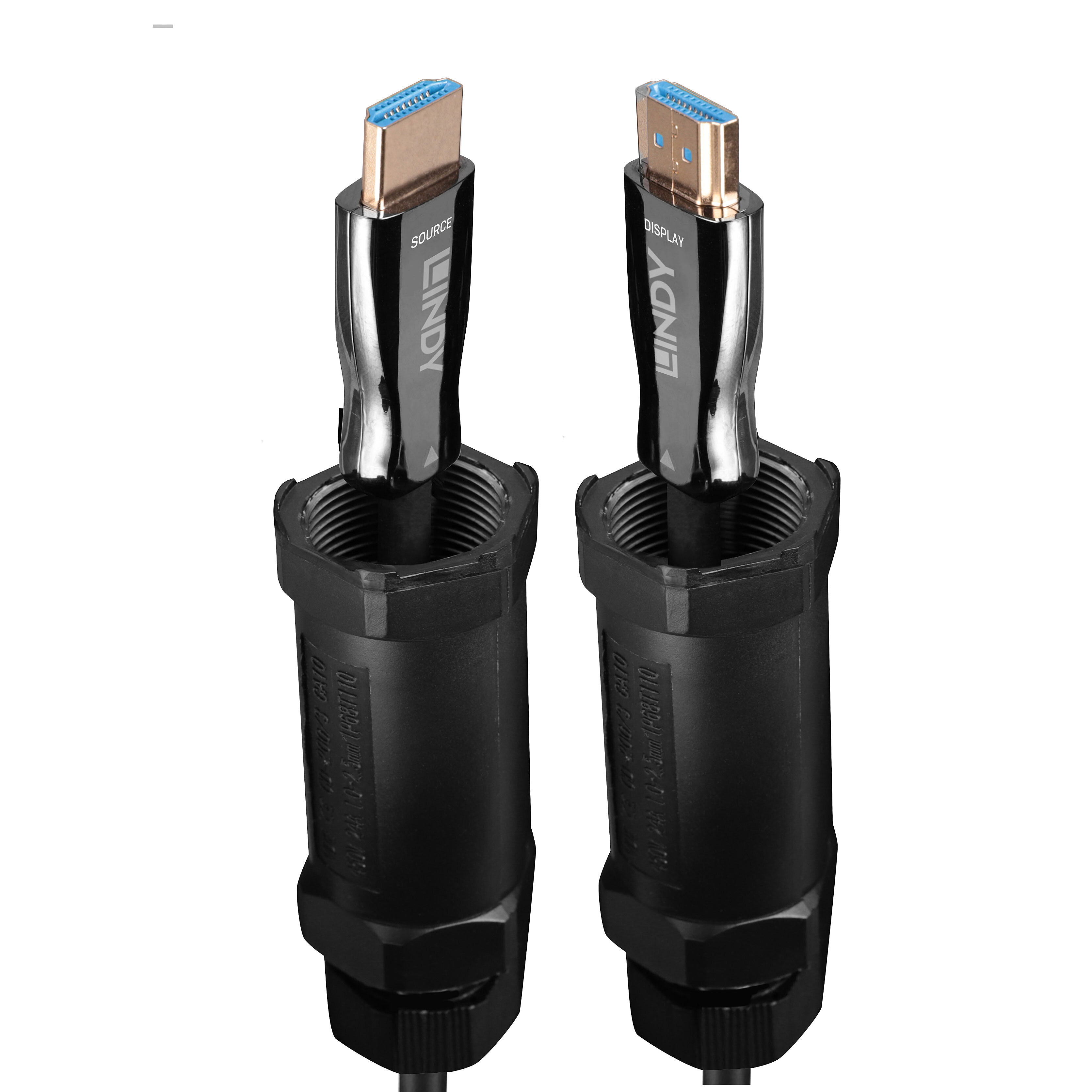 Lindy Ultra High Speed - HDMI-Kabel - HDMI männlich zu HDMI männlich - 100 m - Hybrid Kupfer/Kohlefaser - Schwarz, Ansicht 2
