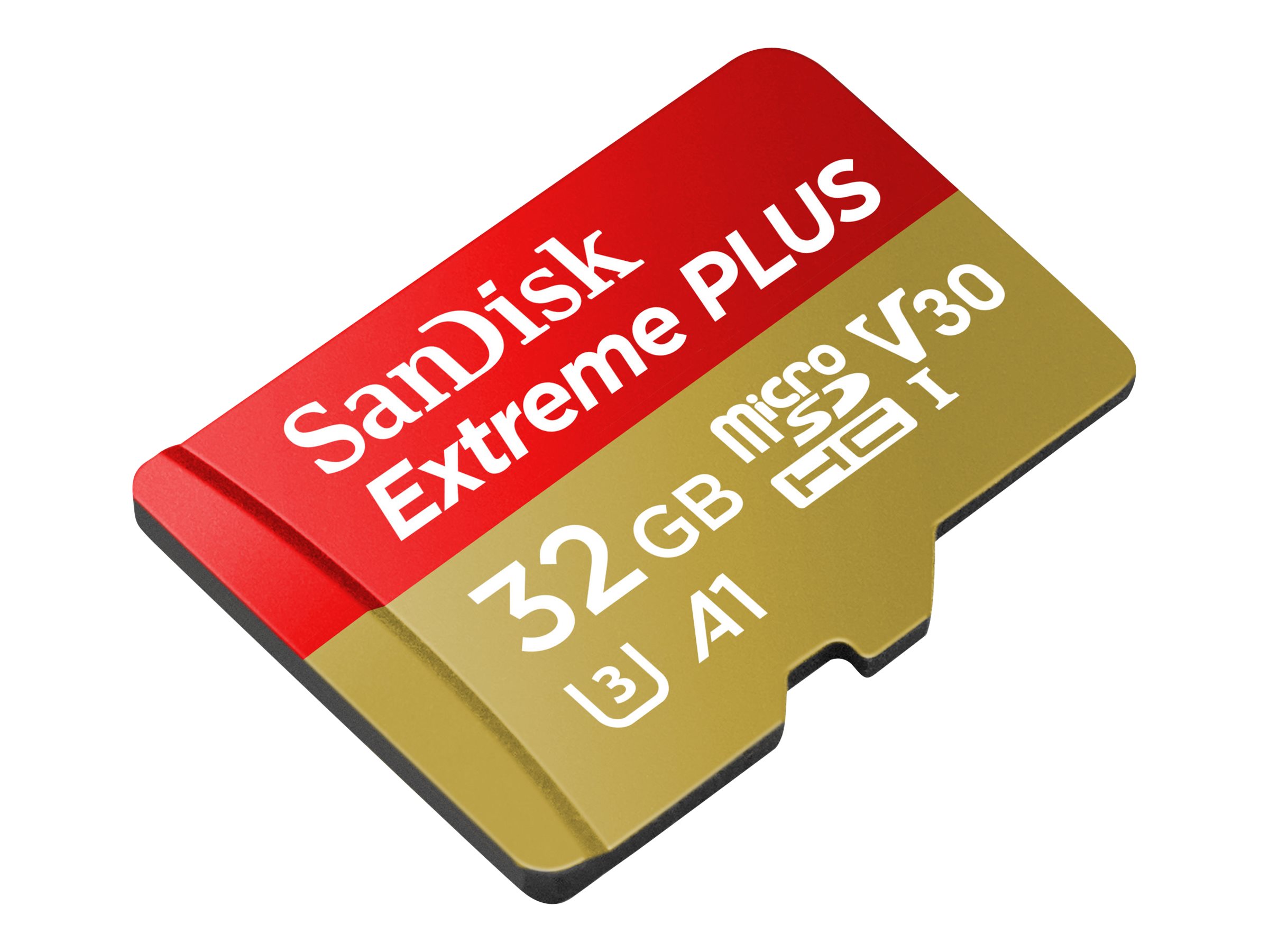 SanDisk Extreme PLUS - Flash-Speicherkarte (microSDHC/SD-Adapter inbegriffen) - 32 GB - A1 / Video Class V30 / UHS-I U3 - microSDHC UHS-I