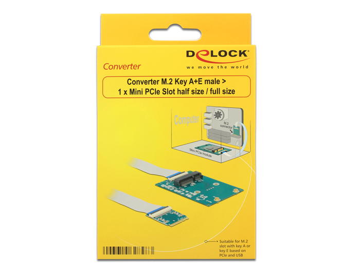 Delock Converter M.2 Key A+E male > 1 x Mini PCIe Slot, Ansicht 3