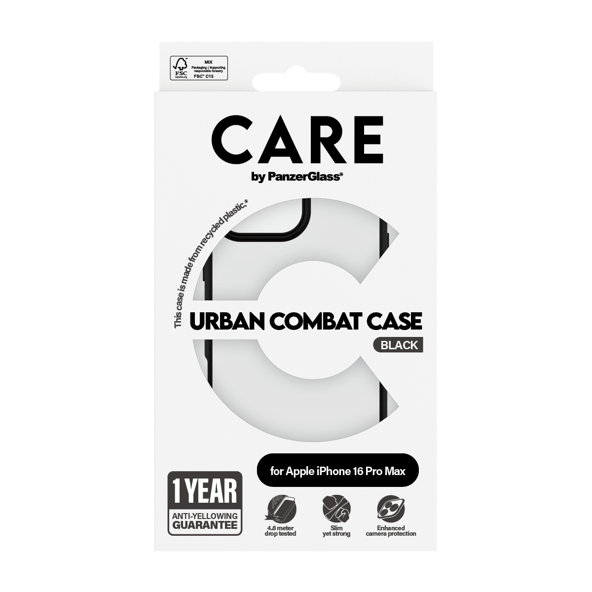 PanzerGlass CARE - iPhone 16 Pro Max Case - kompatibel mit MagSafe - Thermoplastisches Polyurethan (TPU) - Schwarz - transparent, Ansicht 3
