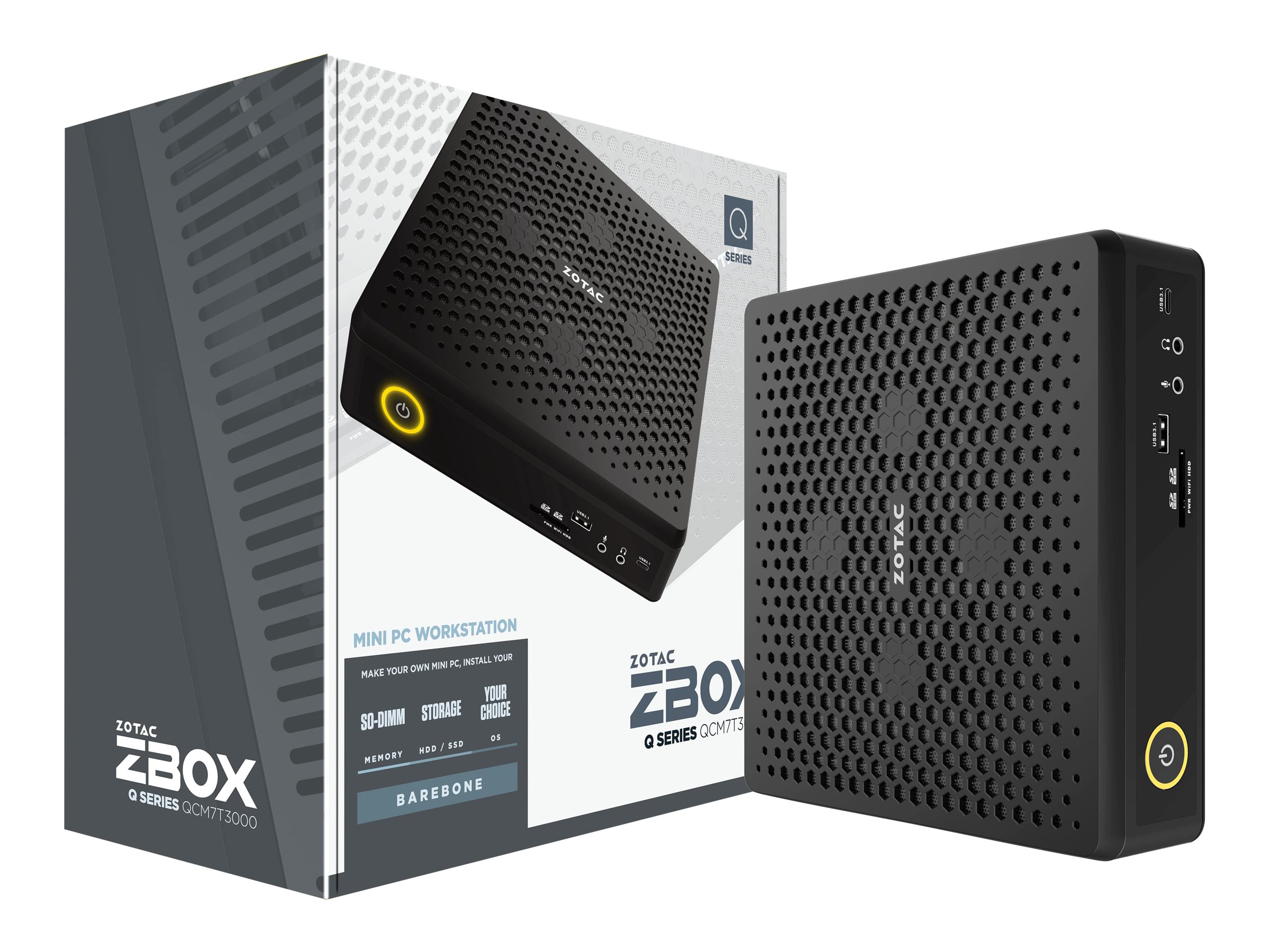 ZOTAC ZBOX Q Series QCM7T3000 - Barebone - Mini-PC - 1 x Core i7 10750H / 2.6 GHz - RAM 0 GB - Quadro RTX 3000
