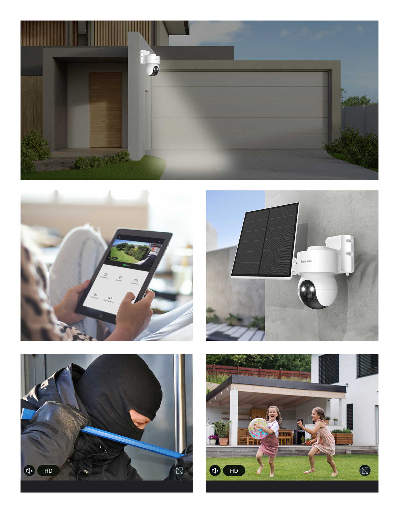 Bea-fon SAFER 3S Pro - IP-Sicherheitskamera - Draußen - Kabellos - Amazon Alexa & Google Assistant - Wand - Weiß, Ansicht 3
