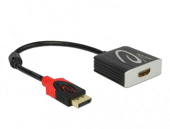 Delock Aktiver DisplayPort 1.4 zu HDMI Adapter 4K 60 Hz (HDR), 0,2 m, DisplayPort, HDMI, Männlich, Weiblich, Gerade