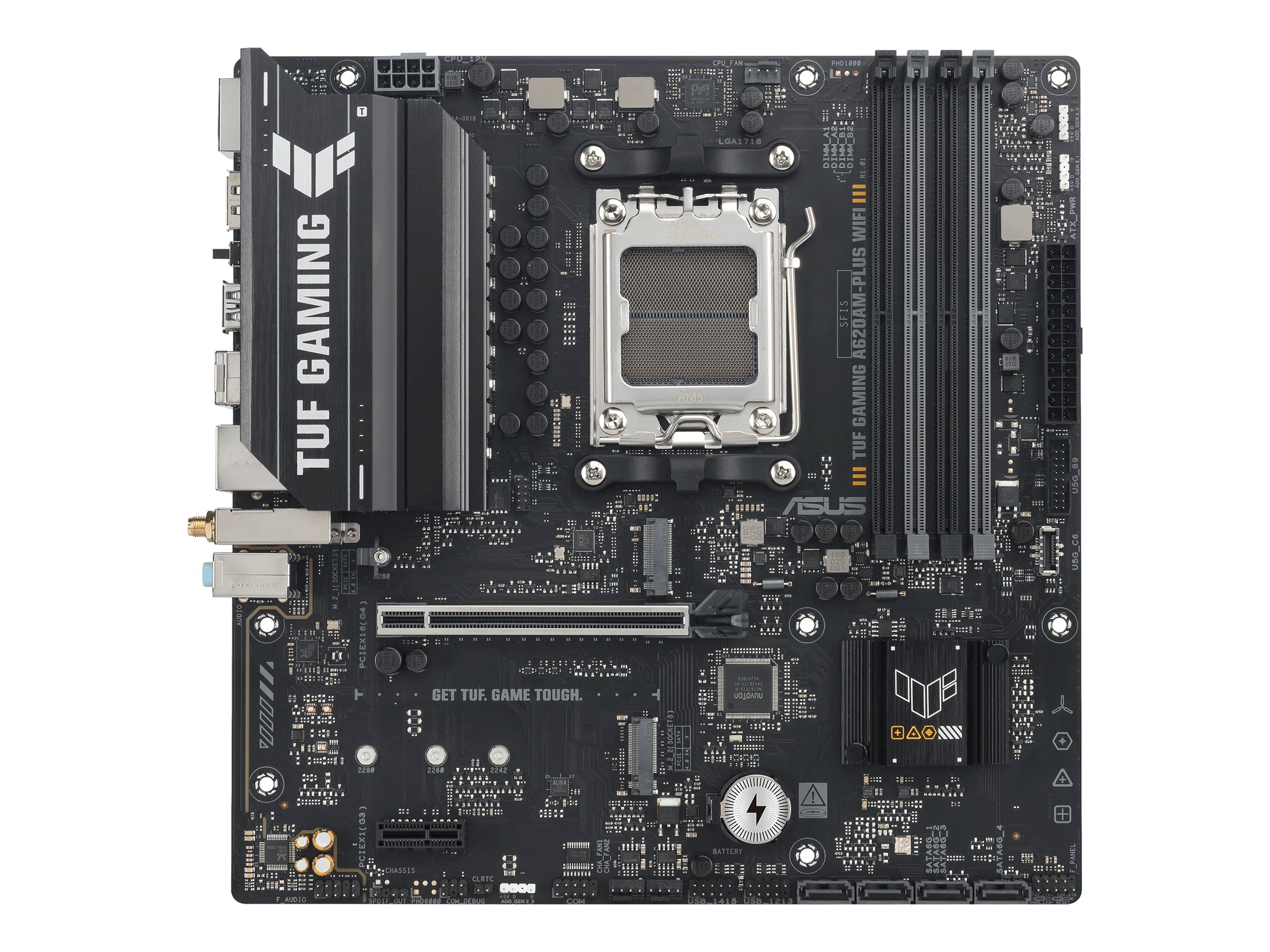 ASUS TUF GAMING A620AM-PLUS WIFI - Motherboard - micro ATX - Socket AM5 - AMD A620A Chipsatz - USB 3.2 Gen 1, USB-C 3.2 Gen 1, USB 3.2 Gen 2 - 2.5 Gigabit LAN, Wi-Fi 6, Bluetooth - Onboard-Grafik (CPU erforderlich)