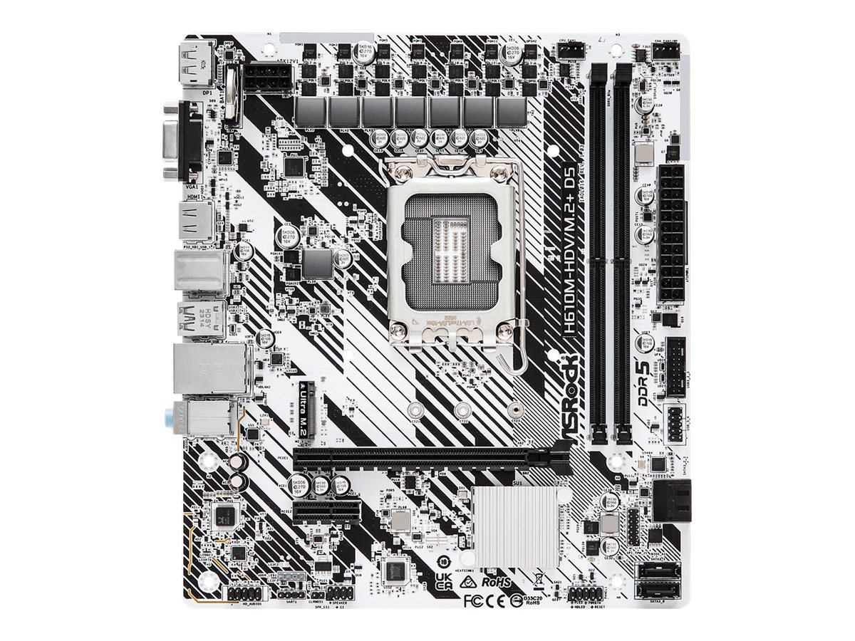 ASRock H610M-HDV/M.2+ D5 - Motherboard - micro ATX - LGA1700-Sockel - H610 Chipsatz - USB 3.2 Gen 1, USB-C 3.2 Gen 1 - G