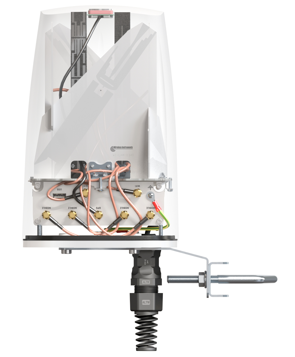 QuWireless AX50S - 4,5 dBi - 0.617-0.96/1.7-2.7/3.3-4.3; 2.4-2.5/4.7-6 GHz - 2 / 4,5 dBi - 6 dBi - 7,5 dBi - 50 Ohm, Ansicht 2