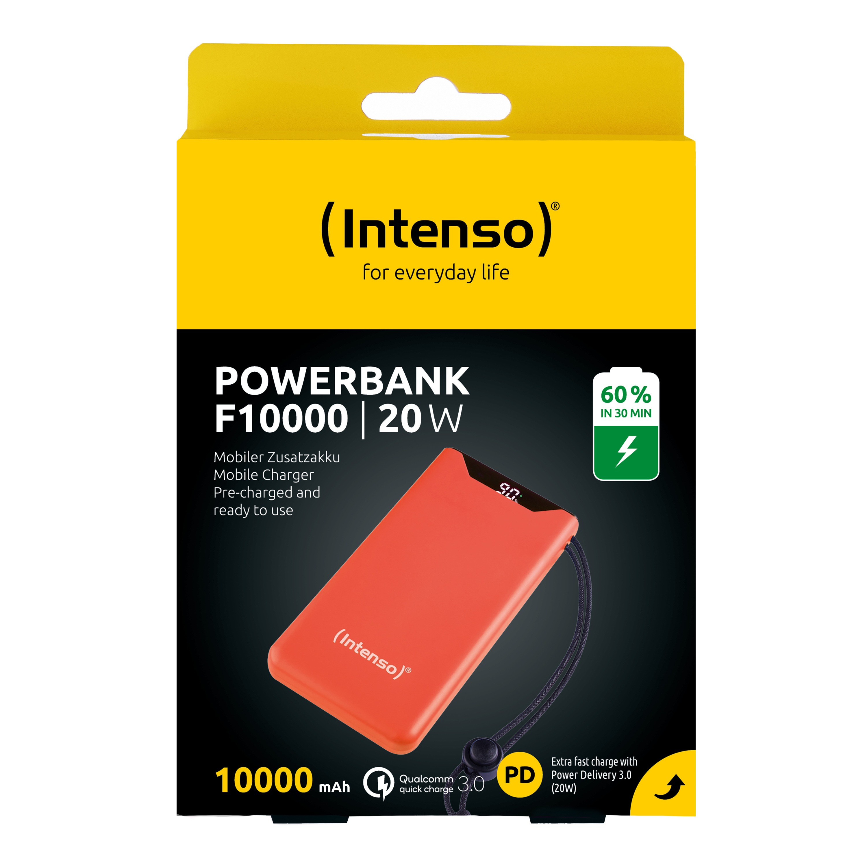 Intenso Powerbank F10000 Orange orange 10.000 mAh PD 3.0 Quick Charge 3.0, Ansicht 2