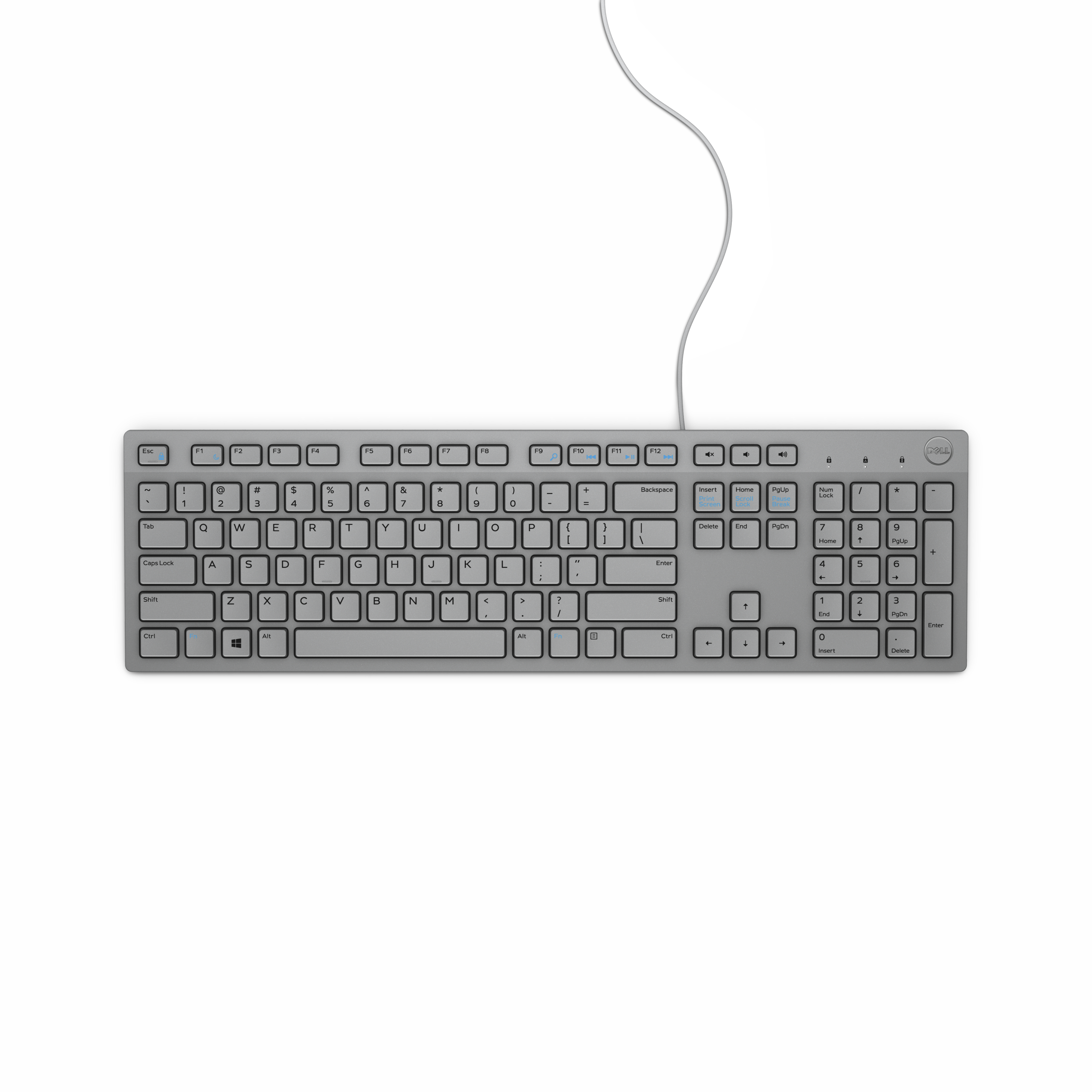 Dell KB216, Volle Größe (100%), USB, QWERTY, Grau