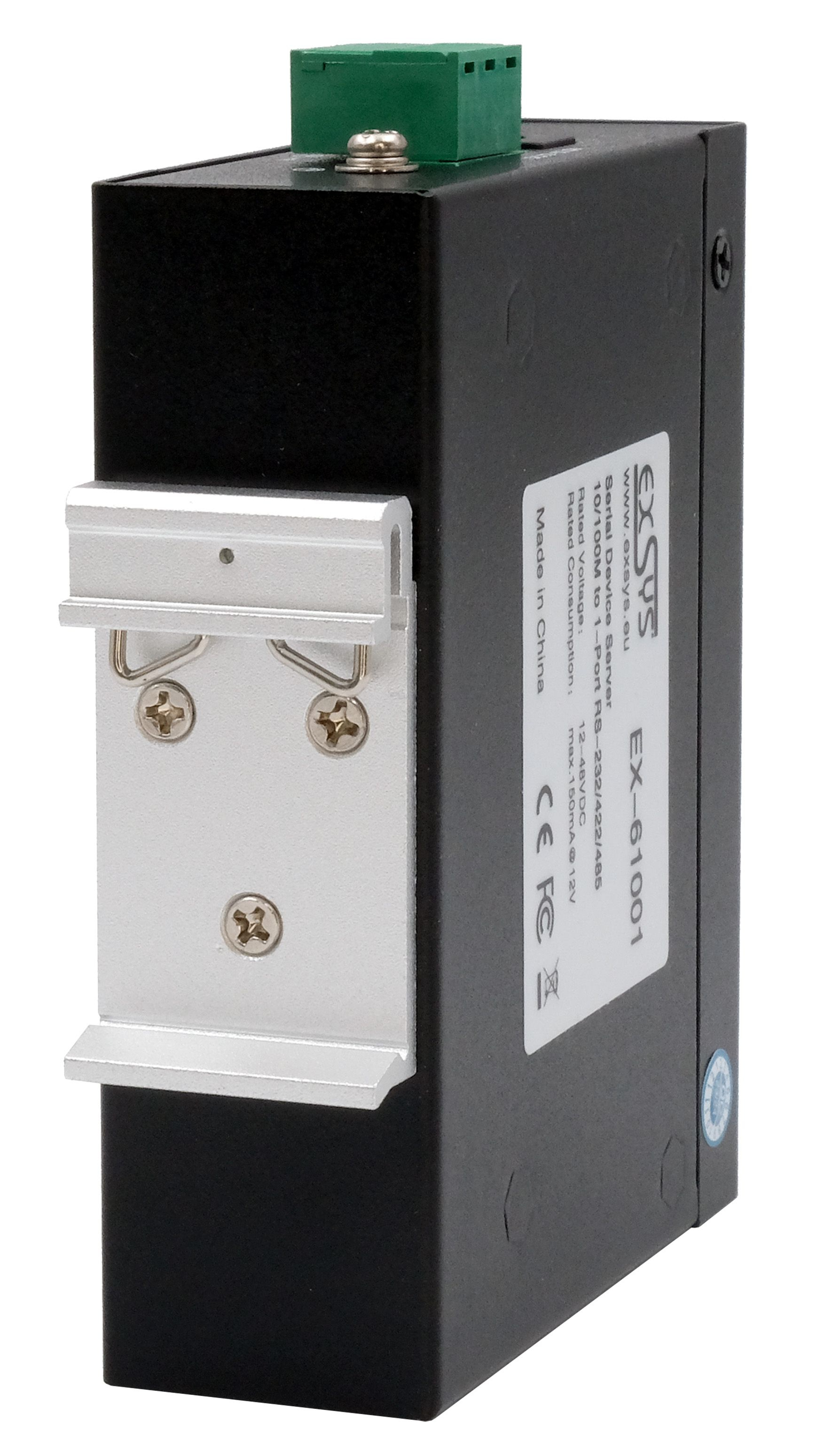 Exsys Ethernet zu 1x Seriell RS-232/422/485 inkl.DIN-Rail Kit, Ansicht 2