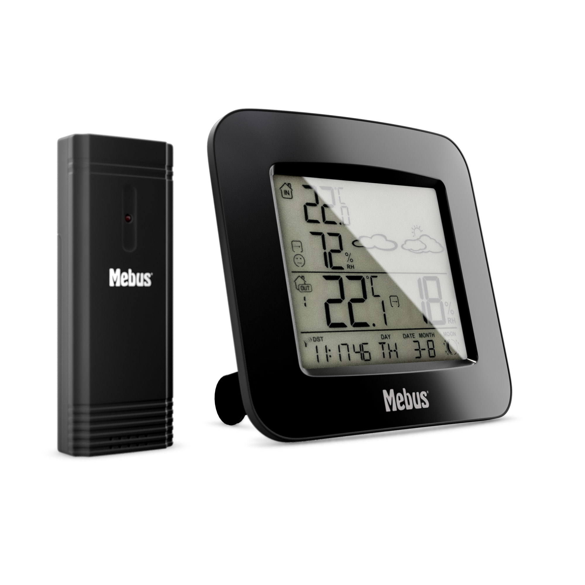 Mebus 40715 Funk-Wetterstation - Schwarz - Innen-Hygrometer - Innen-Thermometer - Außen-Hygrometer - Außen-Thermometer, Ansicht 4