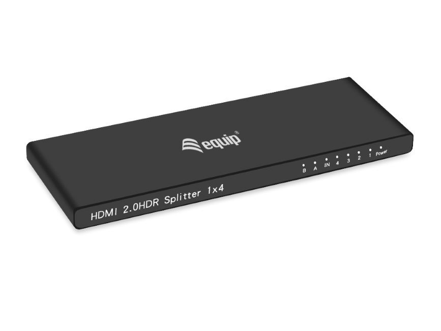 Equip Ultra-Slim 4-Port HDMI 2.0 Splitter - HDMI - 4x HDMI - 3840 x 2160 Pixel - Schwarz - Aluminium - 4K Ultra HD, Ansicht 2