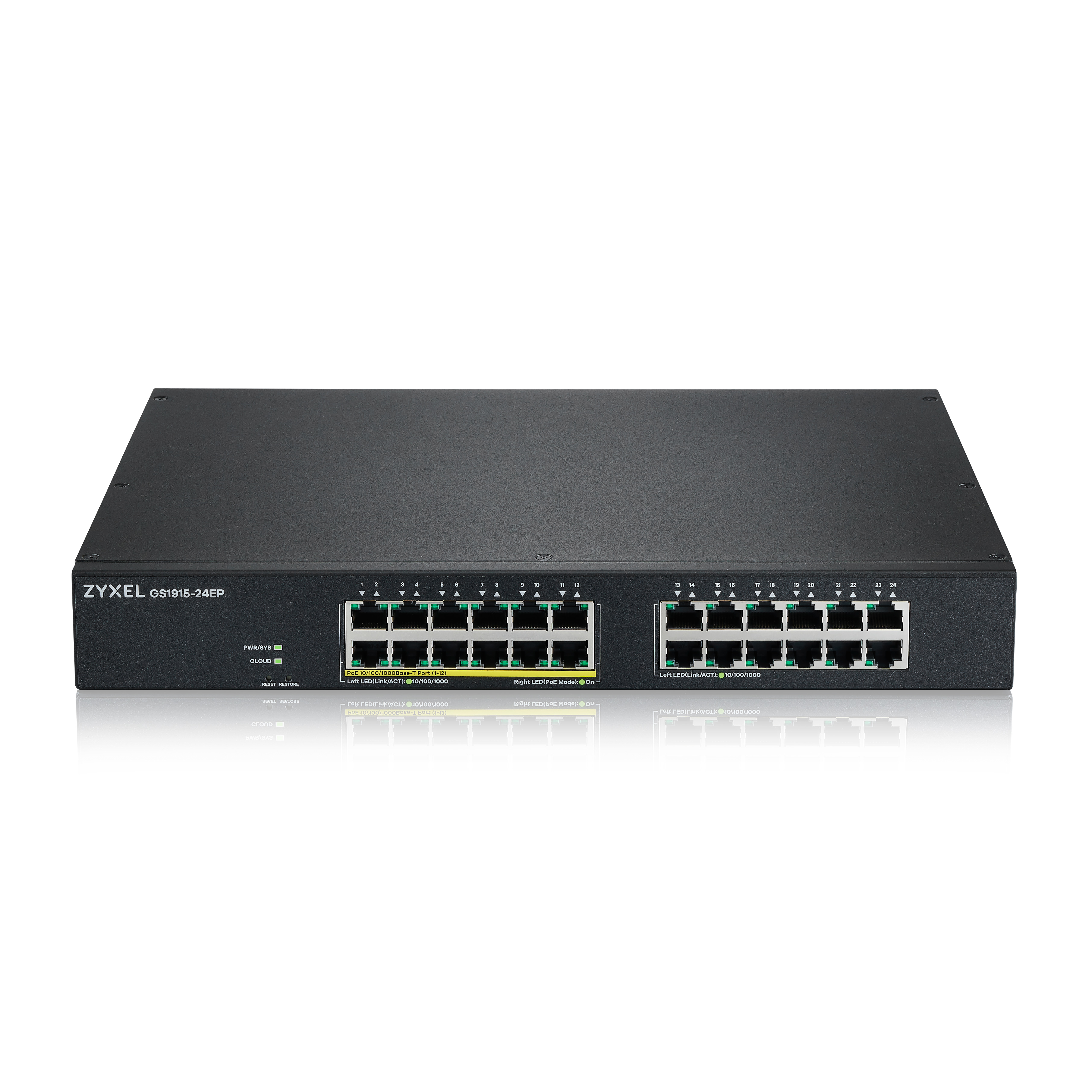 ZyXEL GS1915 Series GS1915-24EP - Switch - kompatibel mit NebulaFLEX - Smart - 24 x 10/100/1000 (12 PoE), Ansicht 3