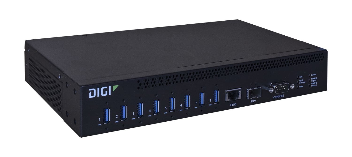Digi International Digi AnywhereUSB 8 Plus - Hub - managed - 8 x USB 3.1 Gen 1 + 1 x 1 Gigabit / 10 Gigabit SFP+ +, Ansicht 2