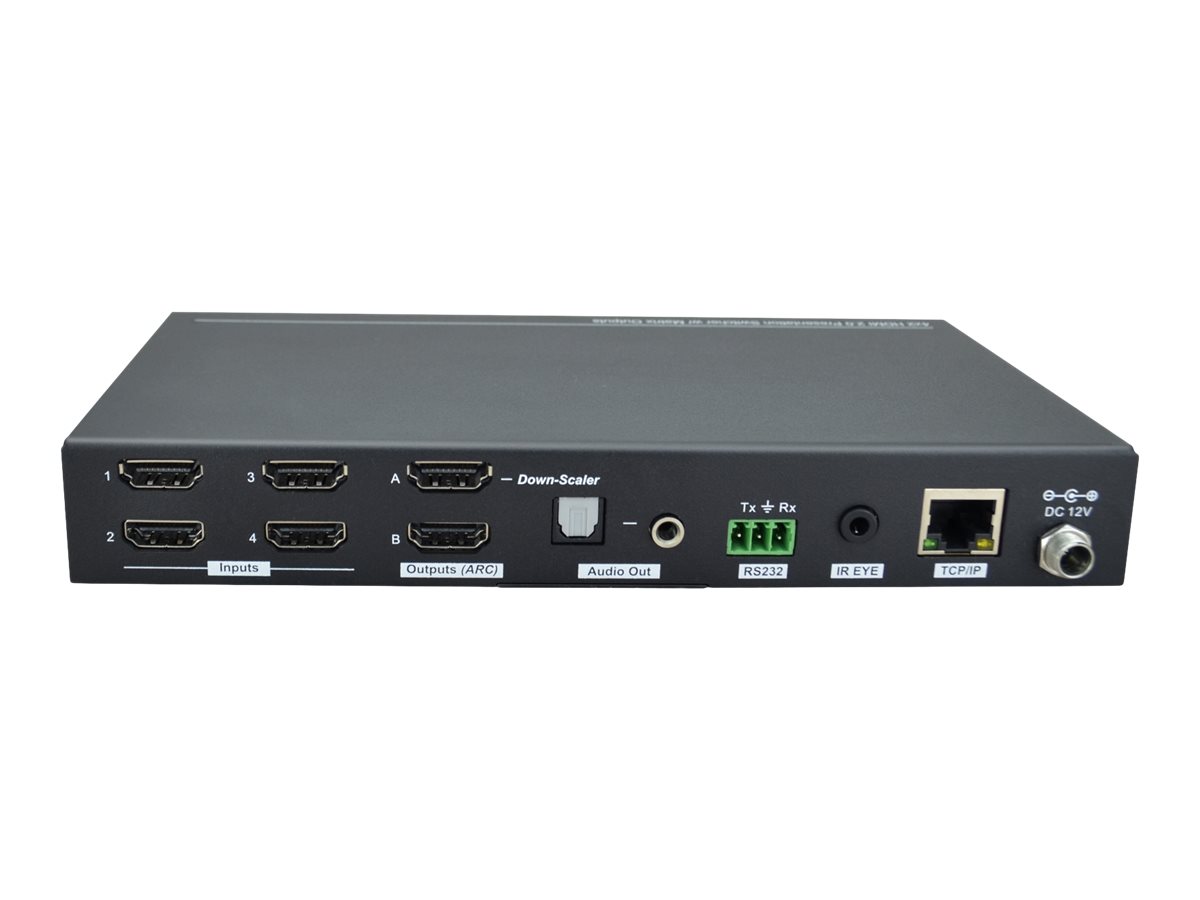 VivoLink VLHDMIMAT4X2RS - Skalierungs-Matrix-Schalter - 3840 x 2160 Pixel - 18 Gbit/s - PCM - Schwarz - Tasten, Ansicht 4