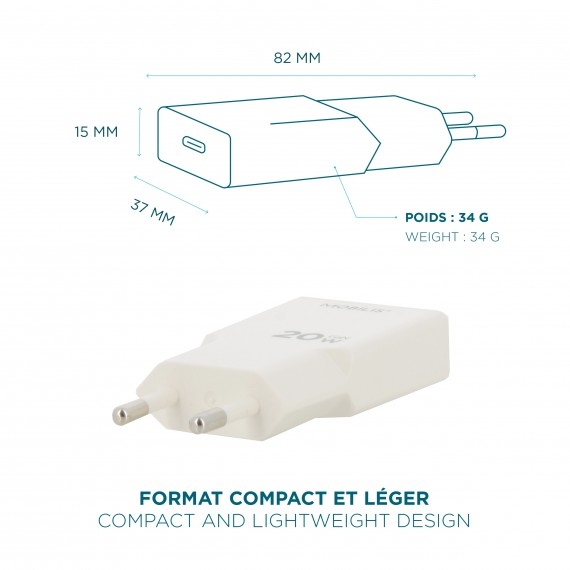 Mobilis Energia Charger 20W Wall USB-C white - Ladegerät, Ansicht 3