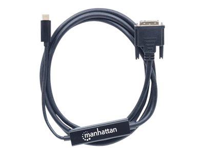 Manhattan USB-C to DVI-D Cable, 1080p@60Hz, 2m, Male to Female, Black, Compatible with DVD-D, Three Year Warranty, Polybag - Adapterkabel - 24 pin USB-C (M) zu DVI-D (M) - USB 3.1 - 2 m - 1080p-Unterstützung